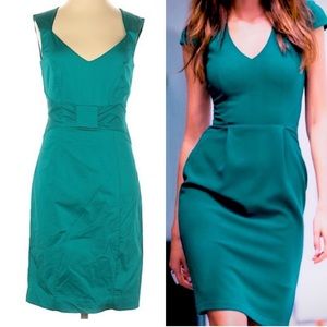 H&M Teal Bow Detail Sheath Dress
